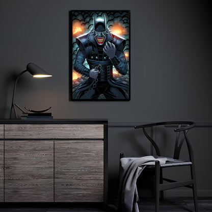 Batman-Who-Laughs–inspired villain with spiked visor and chains; art by Tiago Fernandes, colors by Nestor Redulla Jr.