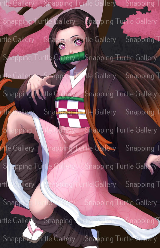 Cherry Blossum Nezuko - Demon Slayer Snapping Turtle Gallery