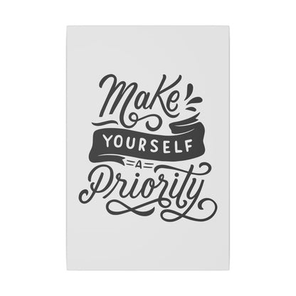 "Make Your Life a Priority Inspirational Wall Art on premium canvas, acrylic, and metal – front view"

