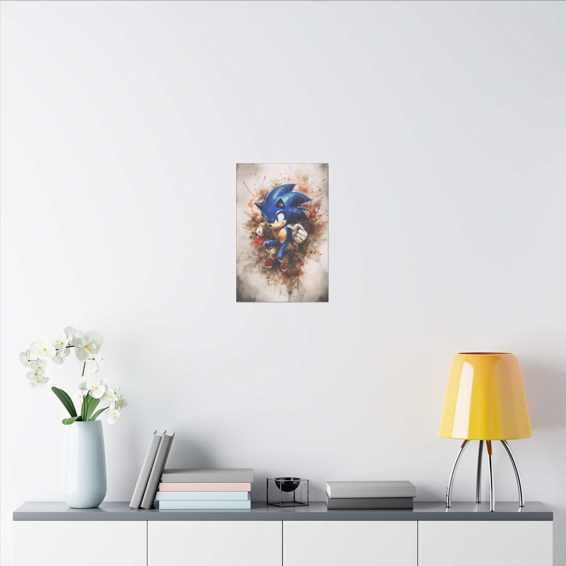 "Modern gaming space featuring Sonic the Hedgehog Retro Pop Art Wall Art as a vibrant, nostalgic centerpiece"

