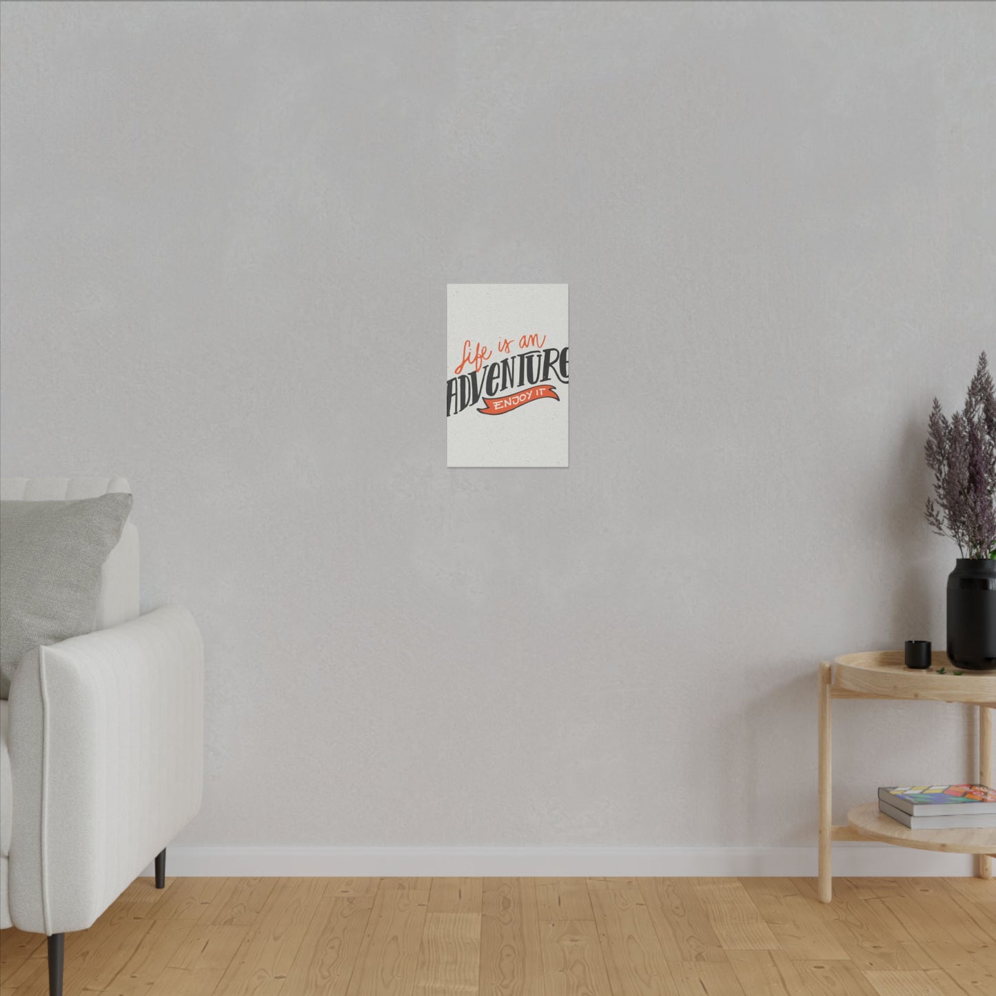 "Life Is an Adventure, Enjoy It Inspirational Wall Art on premium canvas, acrylic, and metal – front view"