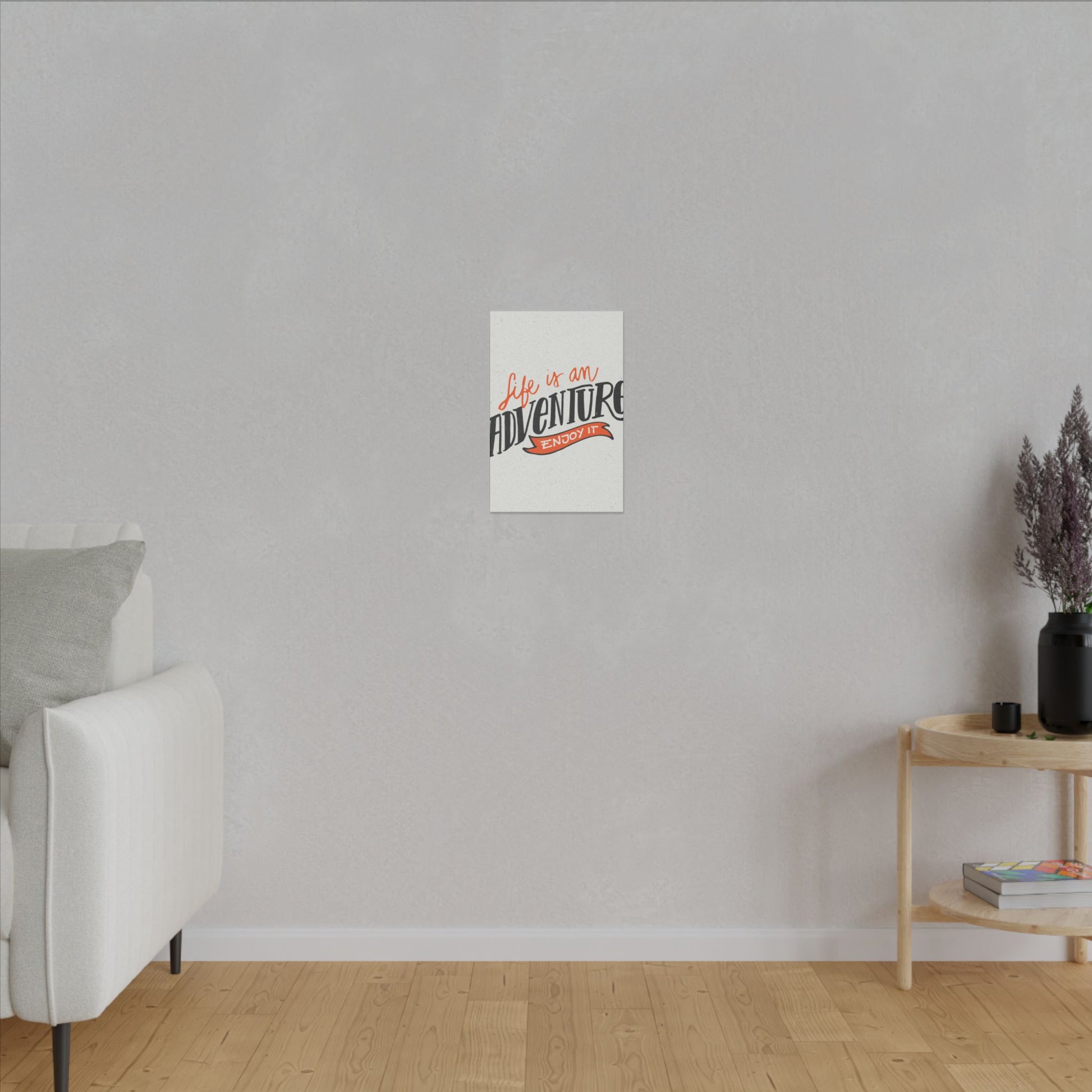 "Life Is an Adventure, Enjoy It Inspirational Wall Art on premium canvas, acrylic, and metal – front view"