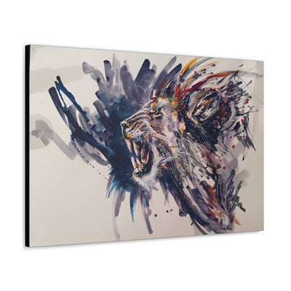 "Watercolor Majesty – Abstract Lion Watercolor Wall Art on canvas, acrylic, and metal – front view featuring a fluid and expressive watercolor lion."
