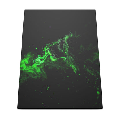 "Lion Breathing Smoke Wall Art on premium canvas, acrylic, and metal – front view"
