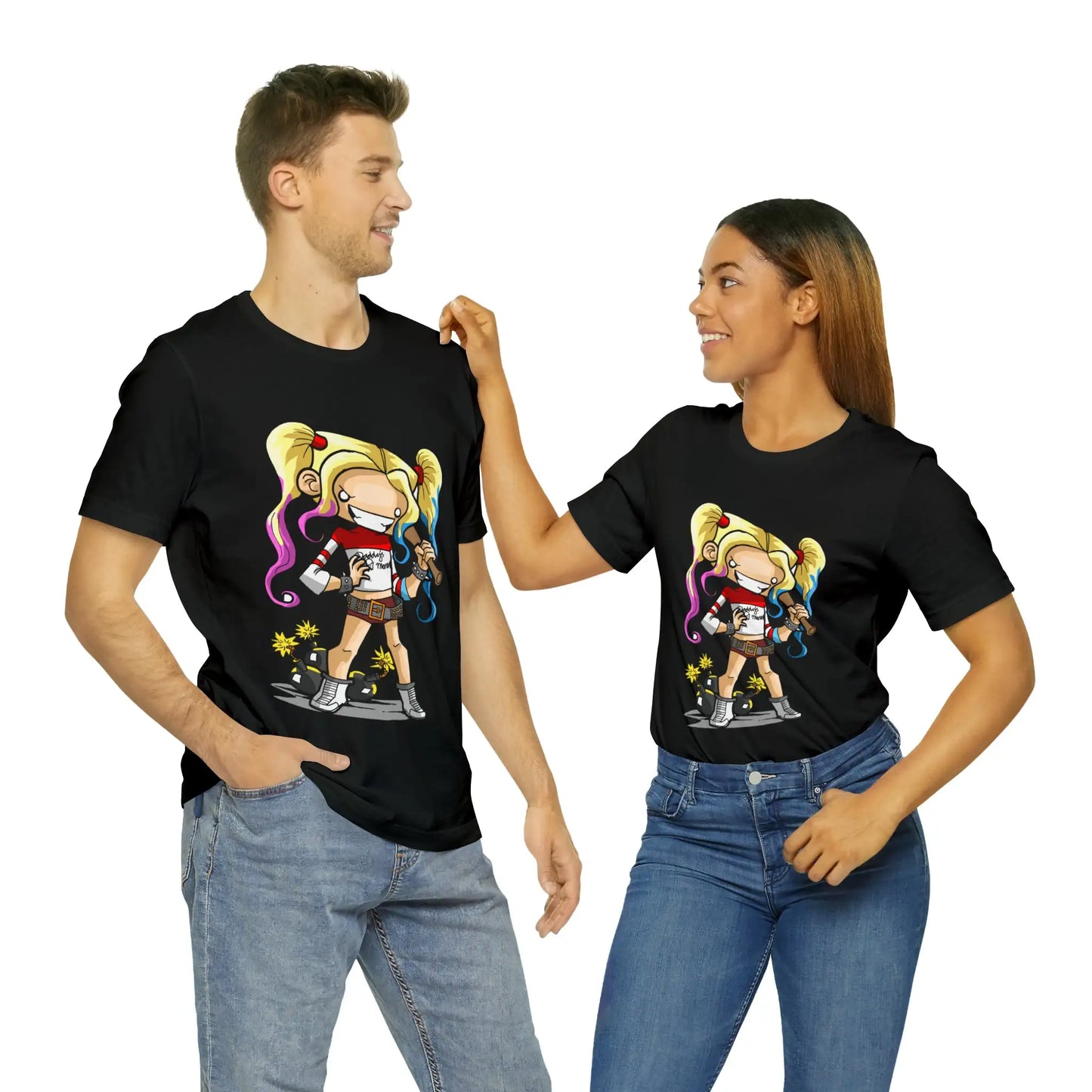 Harley Quinn T-Shirt Cartoon Chibi Style The Joker Villain Gift Tee Unisex For Men and Women