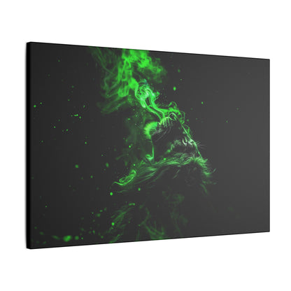 "Lion Breathing Smoke Wall Art on premium canvas, acrylic, and metal – front view"
