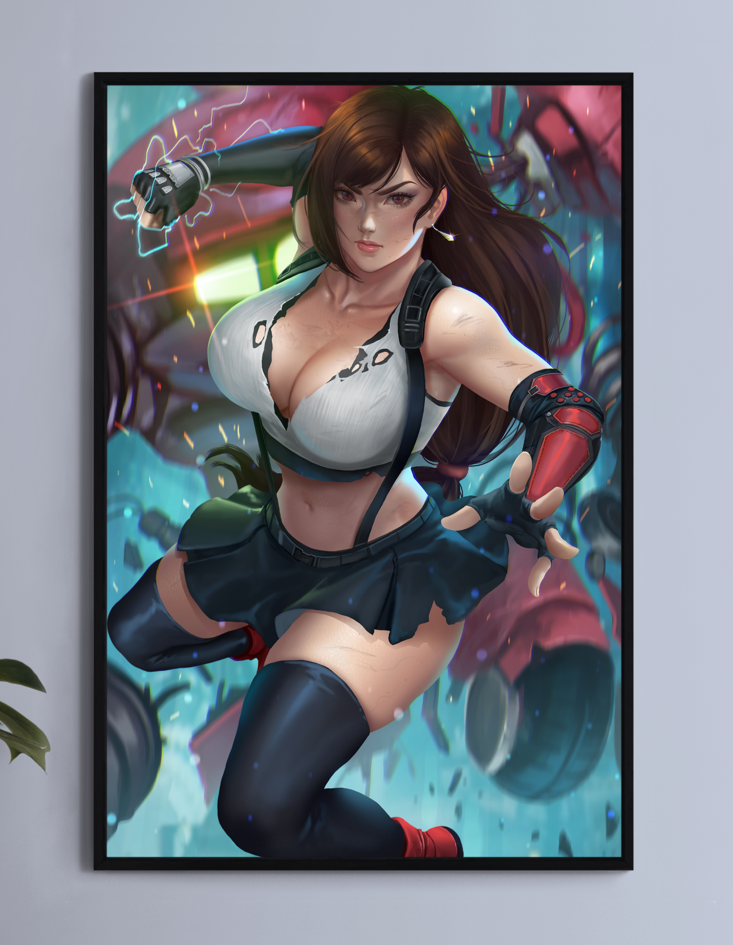 Tifa vs Robots Wall Art