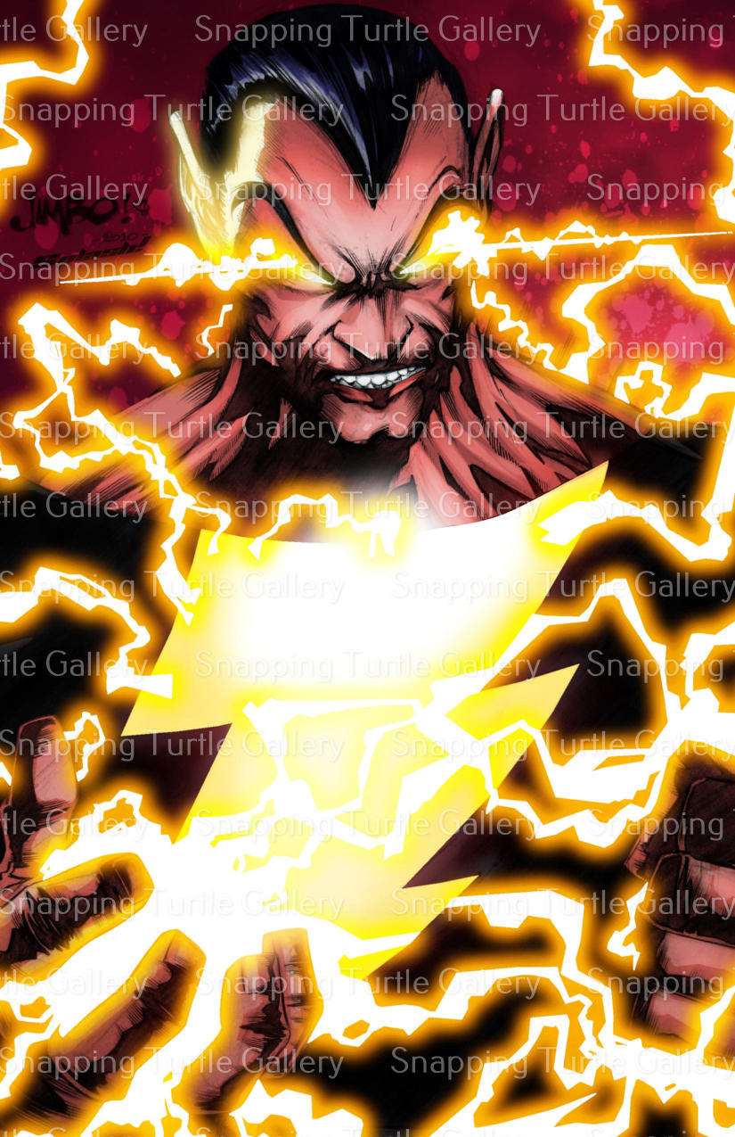 Lifestyle Shot: Black Adam art print displayed in a modern media room or office

