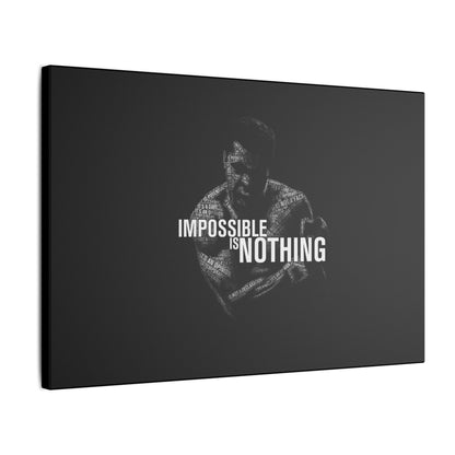 "Impossible Is Nothing Wall Art on premium canvas, acrylic, and metal – front view featuring bold inspirational typography"

