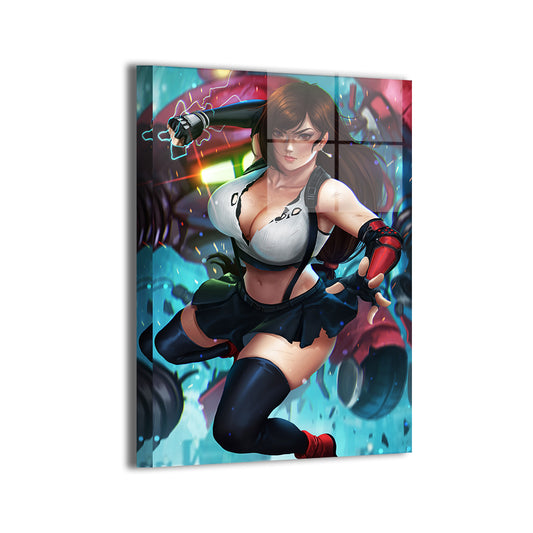 Tifa vs Robots Wall Art