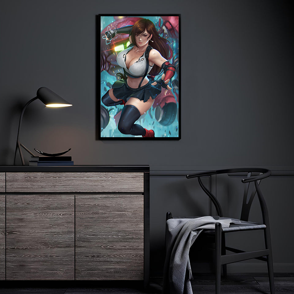 Tifa vs Robots Wall Art