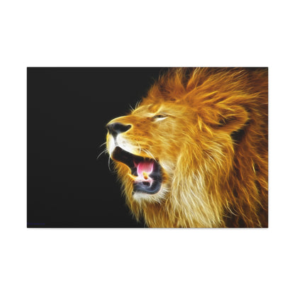 "Call of the King – Roaring Lion Wall Art on canvas, acrylic, and metal – front view featuring a powerful lion mid-roar."
