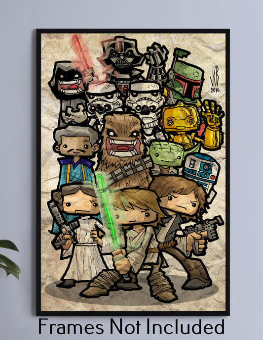 Star Wars then and now Chubbies Wall Art