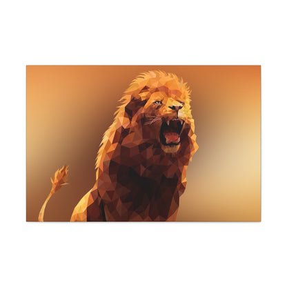 "Echo of the Wild – Roaring Lion Wall Art on canvas, acrylic, and metal – front view featuring a powerful lion mid-roar."
