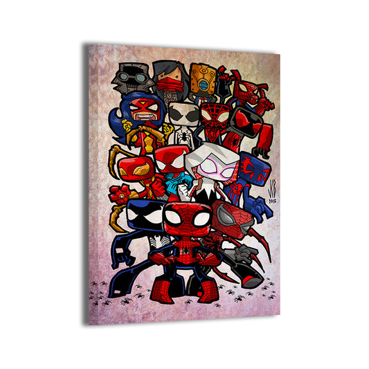 Many faces of a Spider-Man Chubbies Wall Art