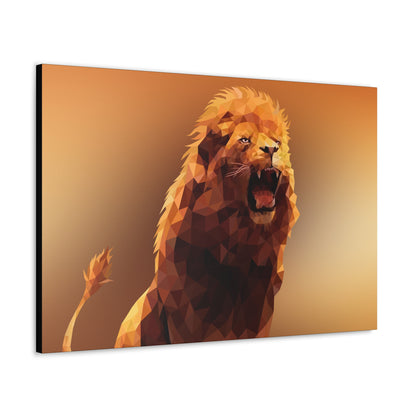 "Echo of the Wild – Roaring Lion Wall Art on canvas, acrylic, and metal – front view featuring a powerful lion mid-roar."
