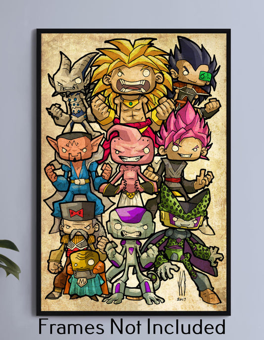 Dragon Ball Villains Chibi Wall Art