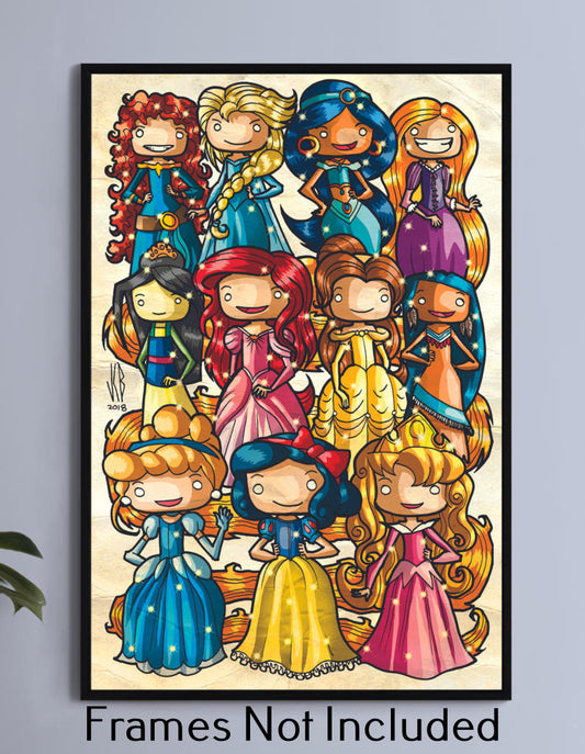 Princesses Chibi Wall Art