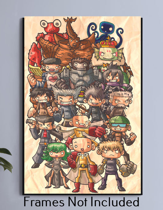 One Punch Chibi Wall Art