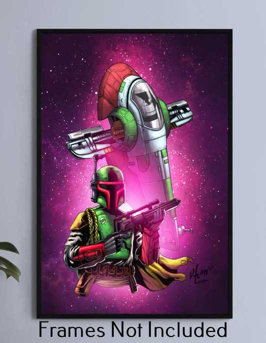 Boba Fett and Slave 1 Wall Art