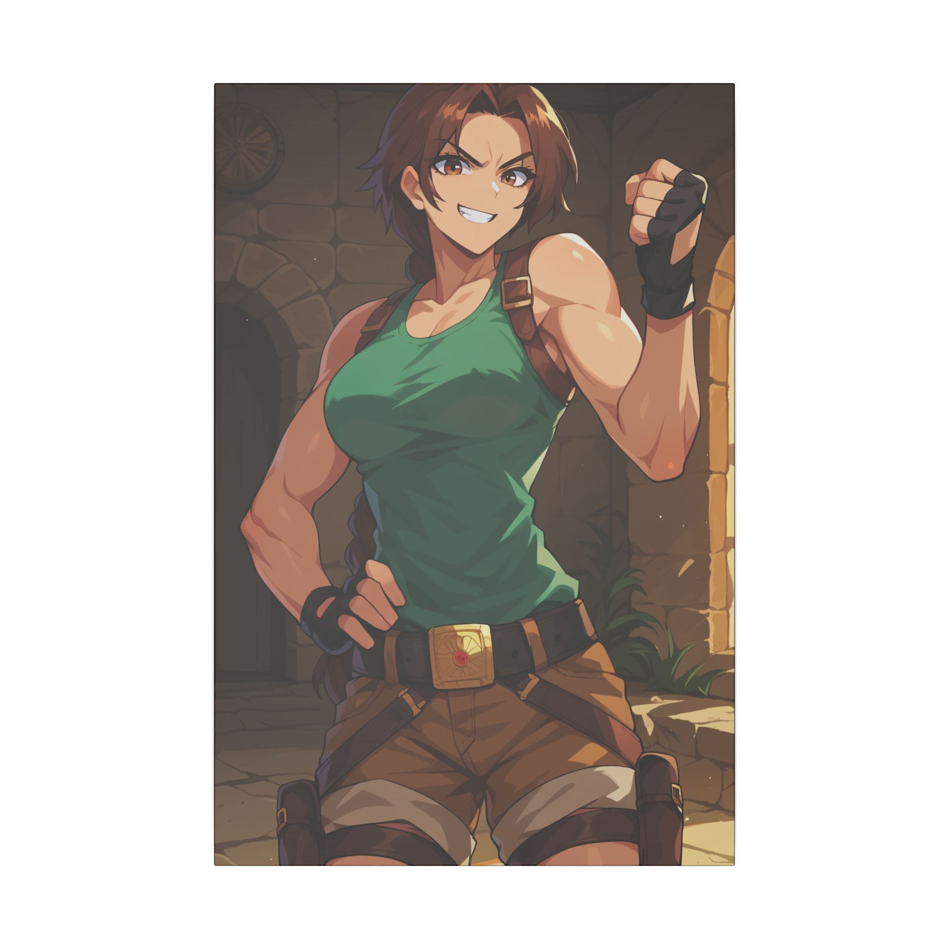 Lara Croft Wall Art on premium canvas, acrylic, and metal – front view featuring the legendary Tomb Raider