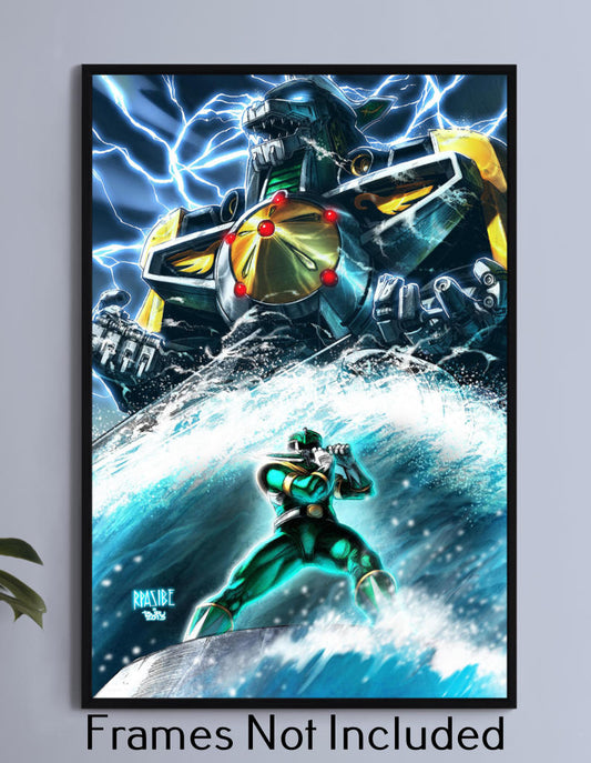 Green Ranger with Dragonzord Wall Art