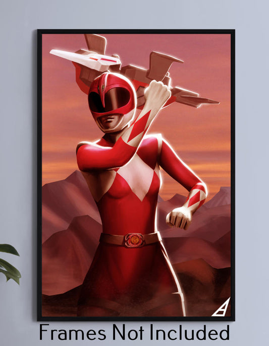 Mighty Blossom Wall Art Poster Print – Pink Ranger by Ben Asher