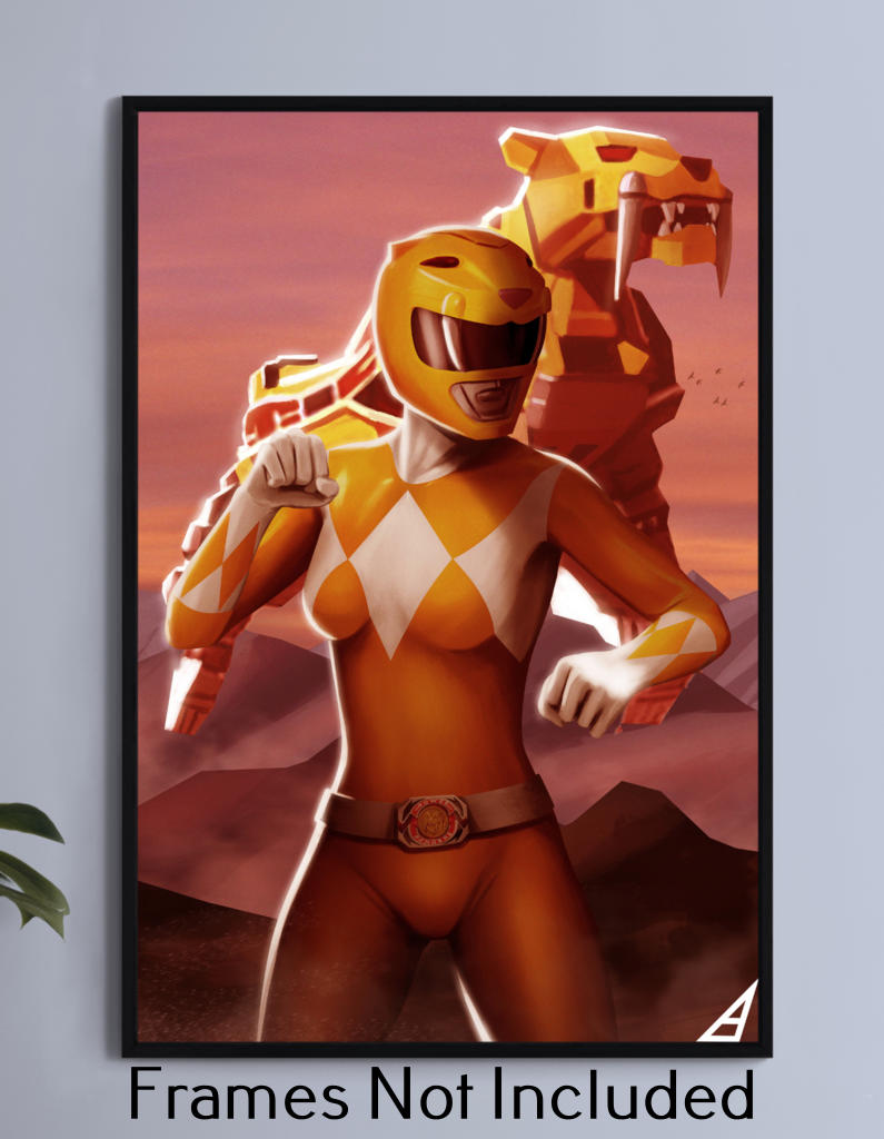 Yellow Ranger with Sabretooth Tiger Wall Art
