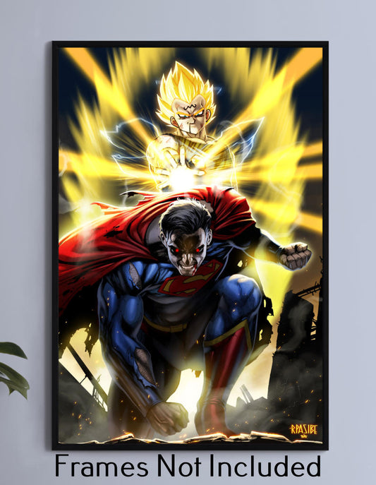 Majin Vegeta Vs Superman Wall Art