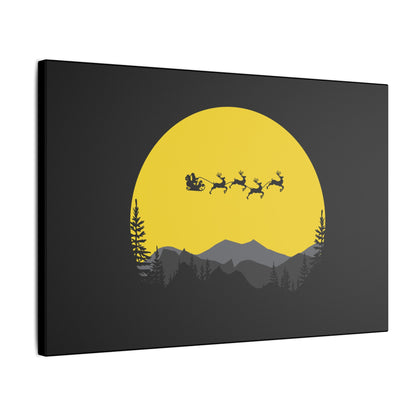 "Santa & Reindeer Silhouette Wall Art on canvas, acrylic, and metal with moonlit backdrop"
