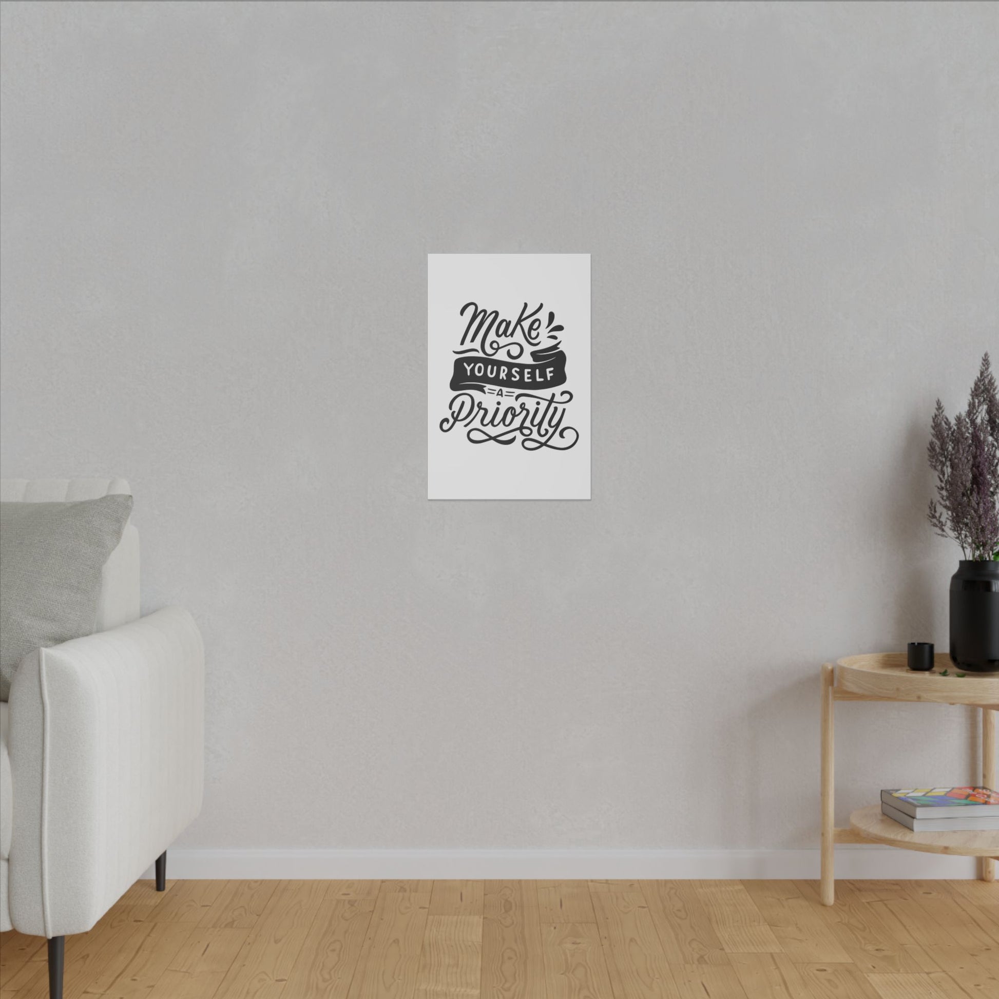 "Make Your Life a Priority Inspirational Wall Art on premium canvas, acrylic, and metal – front view"

