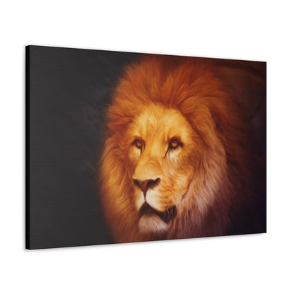 "Eternal King – Majestic Lion Wall Art on canvas, acrylic, and metal – front view featuring a powerful lion with a regal mane."
