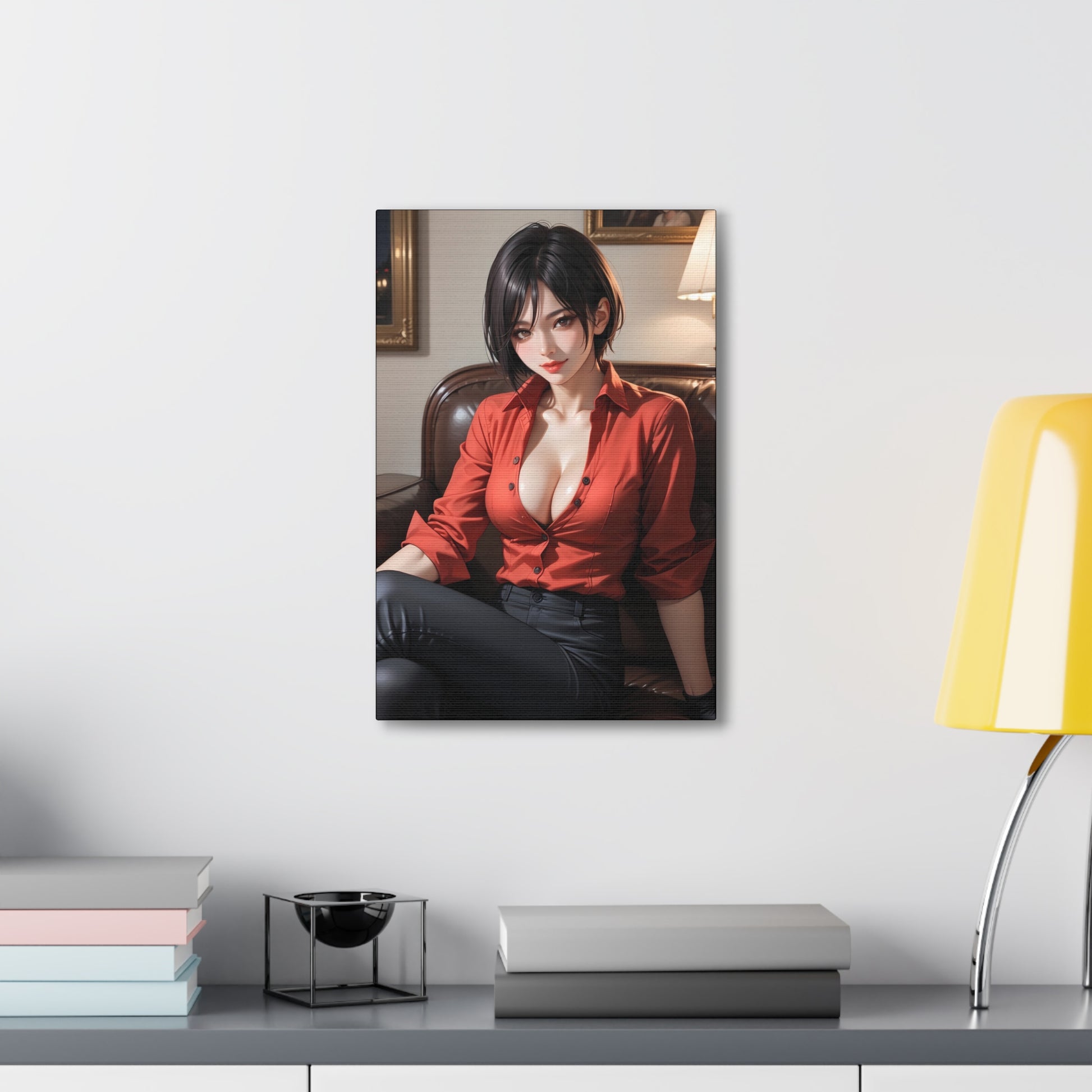 Ada Wong Resident Evil Wall Art on canvas, acrylic, and metal – front view featuring a detailed portrait of Ada in her signature red attire.