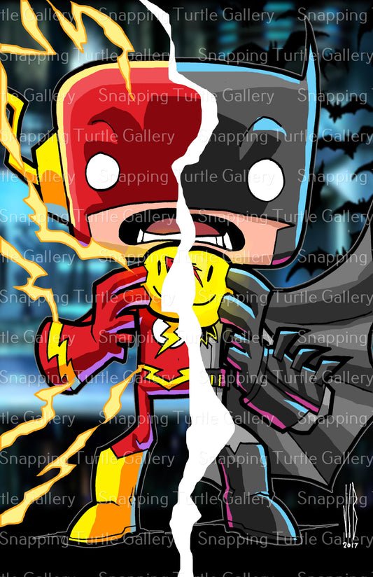 Batman Flash Chibi Wall Art