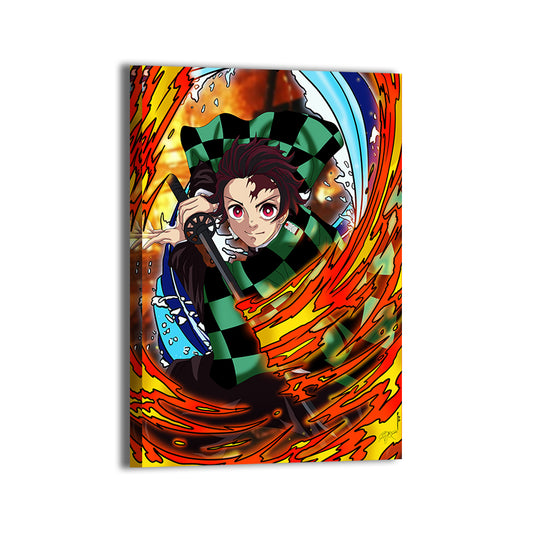 Tanjiro Fire and Water attack Wall Art