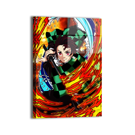 Tanjiro Fire and Water attack Wall Art