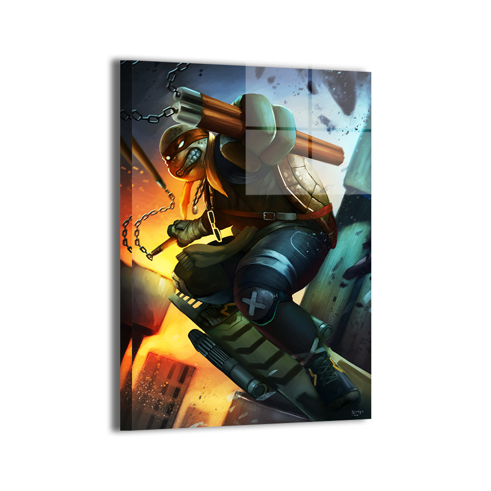 Skate Break Michelangelo Wall Art metal Print – TMNT by Nopeys