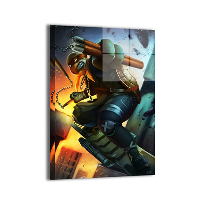 Skate Break Michelangelo Wall Art metal Print – TMNT by Nopeys