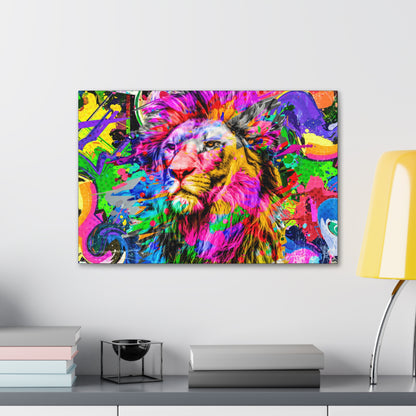 Pastel Majesty – Soft-Toned Lion Wall Art on canvas, acrylic, and metal – front view featuring a beautifully painted lion in delicate pastel hues.