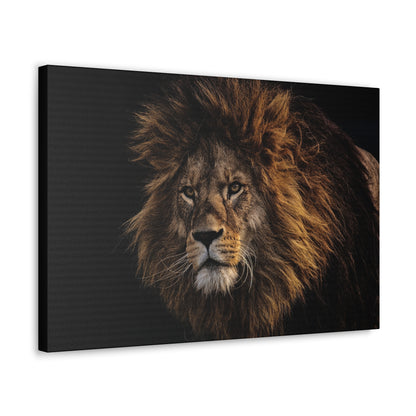 "Majestic King – Big Lion Wall Art on canvas, acrylic, and metal – front view featuring a powerful and detailed lion portrait."
