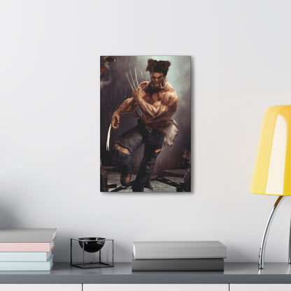 "Berserker Unchained – Wolverine Cutting Loose Wall Art on canvas, acrylic, and metal – front view featuring Wolverine mid-slash, claws extended in full rage."
