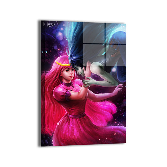 Cosmic Bond Wall Art Metal Print – Princess Bubblegum & Marceline by Nopeys