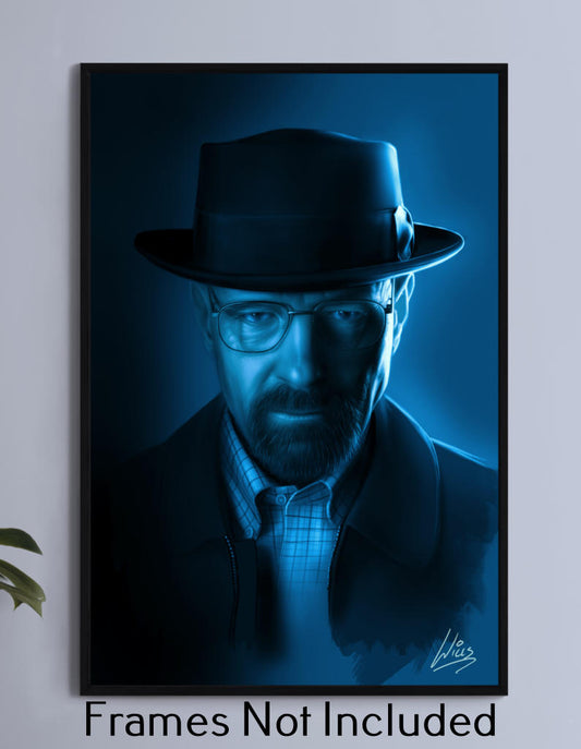 Say My Name – Walter White Wall Art on canvas, acrylic, and metal – front view featuring Walter White in Heisenberg hat and glasses.
