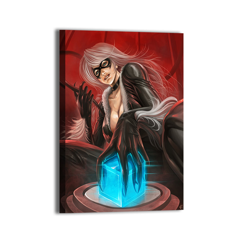 Black Cat stealing the Tesseract Cube Wall Art