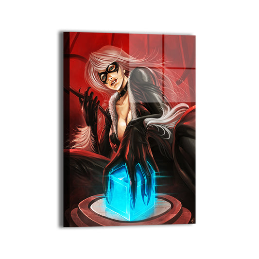 Black Cat stealing the Tesseract Cube Wall Art