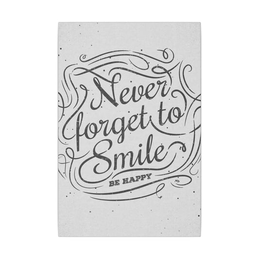 Never Forget to Smile Inspirational Wall Art on premium canvas, acrylic, and metal – front view
