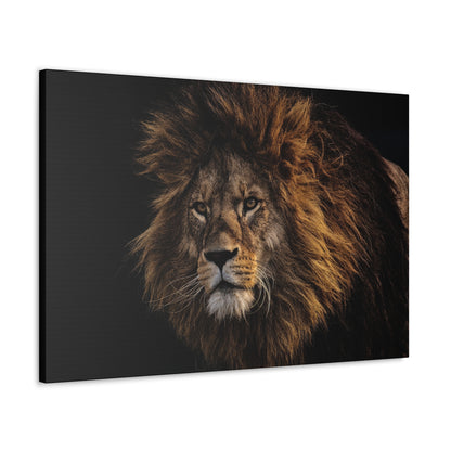 "Majestic King – Big Lion Wall Art on canvas, acrylic, and metal – front view featuring a powerful and detailed lion portrait."
