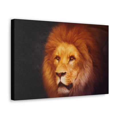 "Eternal King – Majestic Lion Wall Art on canvas, acrylic, and metal – front view featuring a powerful lion with a regal mane."
