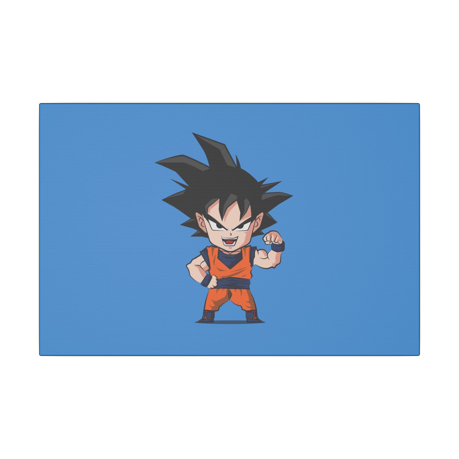 "Chibi Goku Wall Art on canvas, acrylic, and metal – front view featuring adorable chibi Goku"
