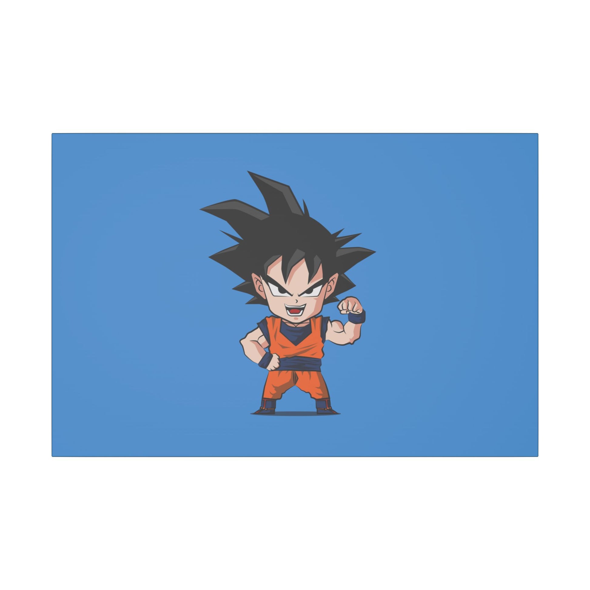 "Chibi Goku Wall Art on canvas, acrylic, and metal – front view featuring adorable chibi Goku"
